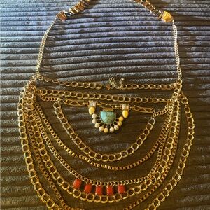 Gold and Red Layered Necklace